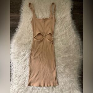 Blue blush Beige Ribbed Mini Dress Size Medium